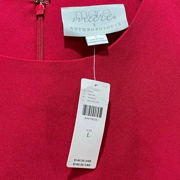 NWT ANTHROPOLOGIE Mare‎ Mare Cutout Mini Shift Red Dress Size Large - Picture 6 of 9